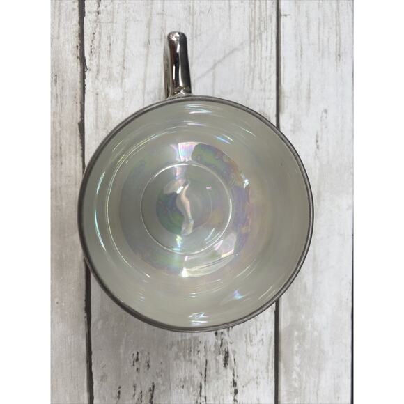 Vintage B And D Hand Painted Flowers Design Iridescent Silver Trimmed Teacup - Picture 12 of 12